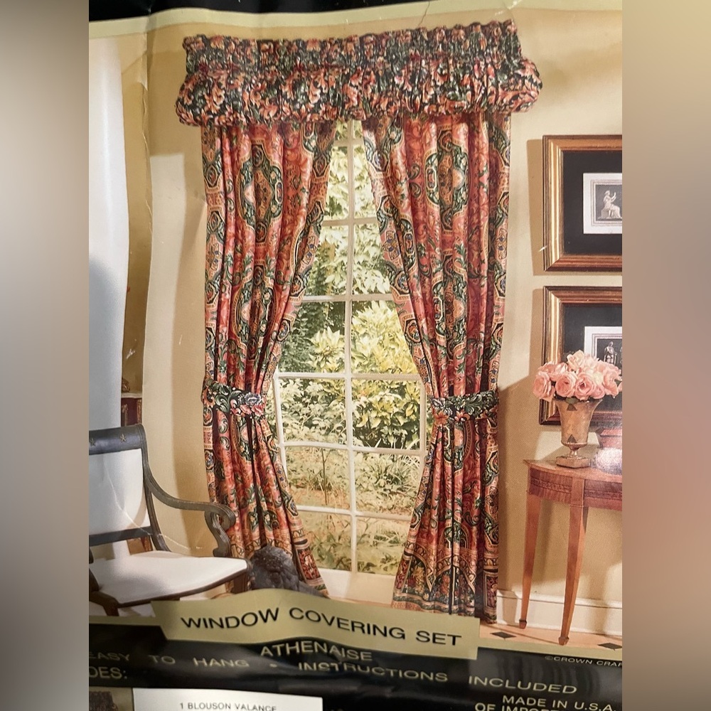 NWT Royal Sateen 💯% Egyptian Cotton Athenaise Window Covering Set Made in USA